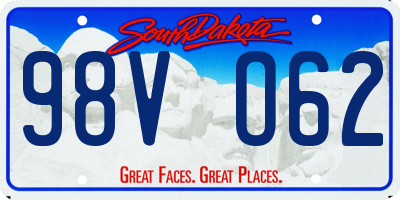SD license plate 98VO62