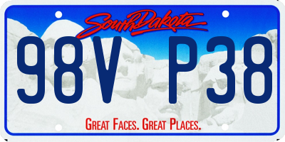 SD license plate 98VP38