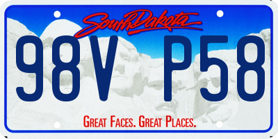 SD license plate 98VP58