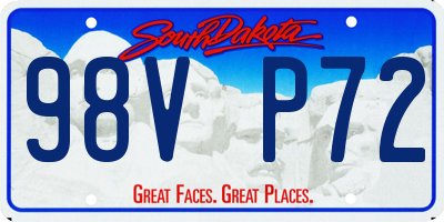 SD license plate 98VP72