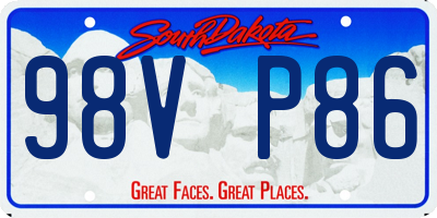 SD license plate 98VP86