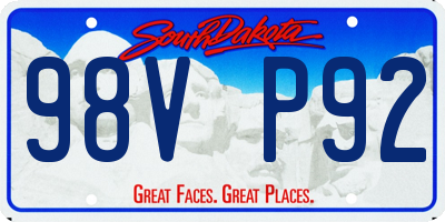 SD license plate 98VP92