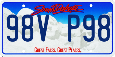SD license plate 98VP98