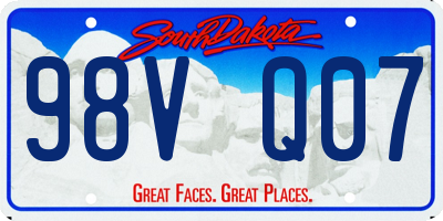 SD license plate 98VQ07