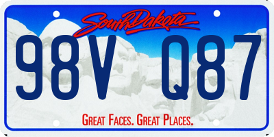 SD license plate 98VQ87