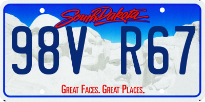 SD license plate 98VR67