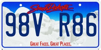 SD license plate 98VR86