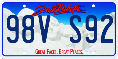 SD license plate 98VS92