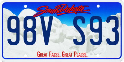 SD license plate 98VS93