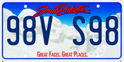 SD license plate 98VS98