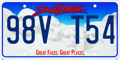 SD license plate 98VT54