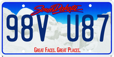 SD license plate 98VU87