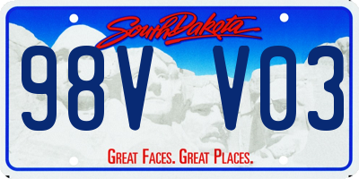 SD license plate 98VV03