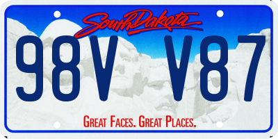 SD license plate 98VV87