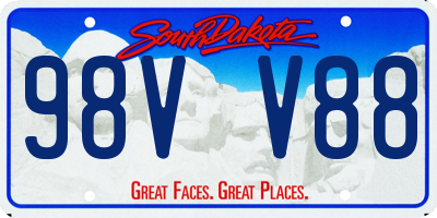 SD license plate 98VV88