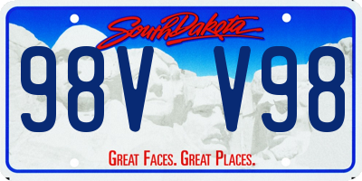 SD license plate 98VV98