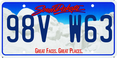 SD license plate 98VW63