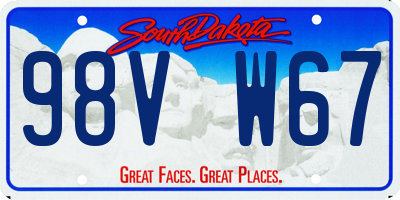 SD license plate 98VW67