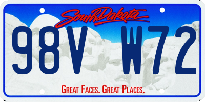 SD license plate 98VW72