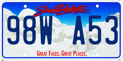 SD license plate 98WA53