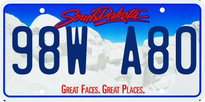 SD license plate 98WA80