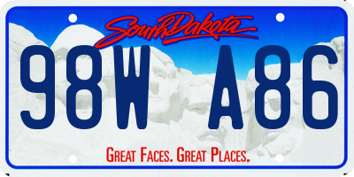 SD license plate 98WA86