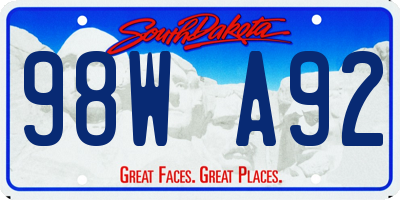 SD license plate 98WA92