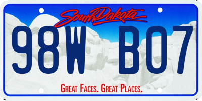 SD license plate 98WB07