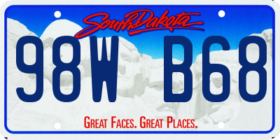 SD license plate 98WB68