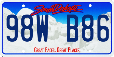 SD license plate 98WB86
