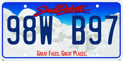 SD license plate 98WB97