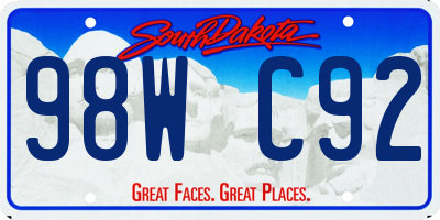 SD license plate 98WC92