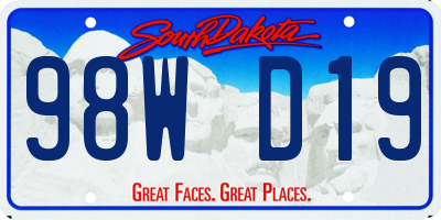 SD license plate 98WD19