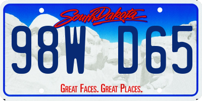 SD license plate 98WD65