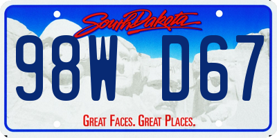 SD license plate 98WD67