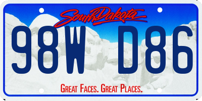 SD license plate 98WD86