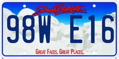 SD license plate 98WE16