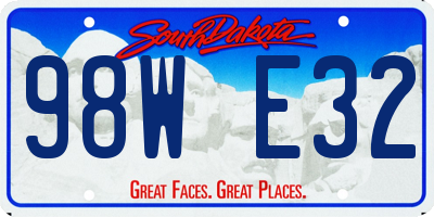 SD license plate 98WE32