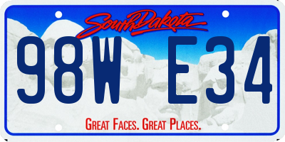 SD license plate 98WE34