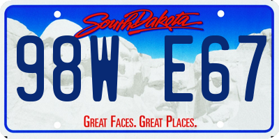 SD license plate 98WE67