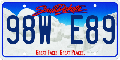 SD license plate 98WE89