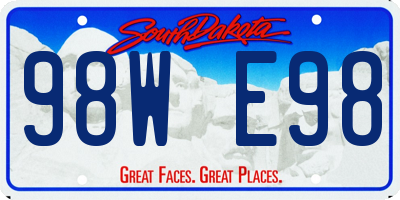 SD license plate 98WE98