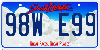 SD license plate 98WE99