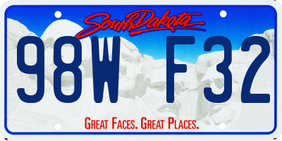 SD license plate 98WF32