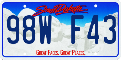 SD license plate 98WF43