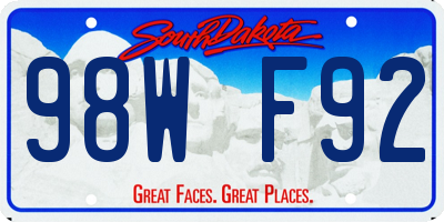 SD license plate 98WF92