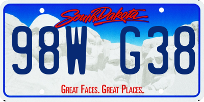 SD license plate 98WG38
