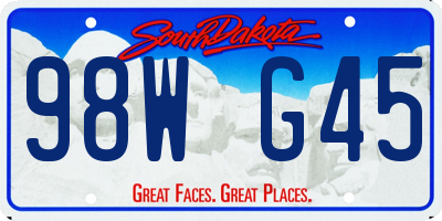 SD license plate 98WG45