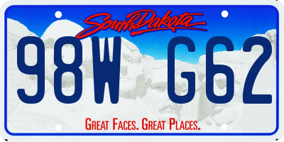 SD license plate 98WG62
