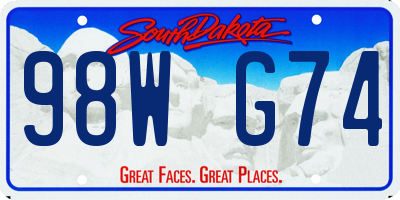 SD license plate 98WG74